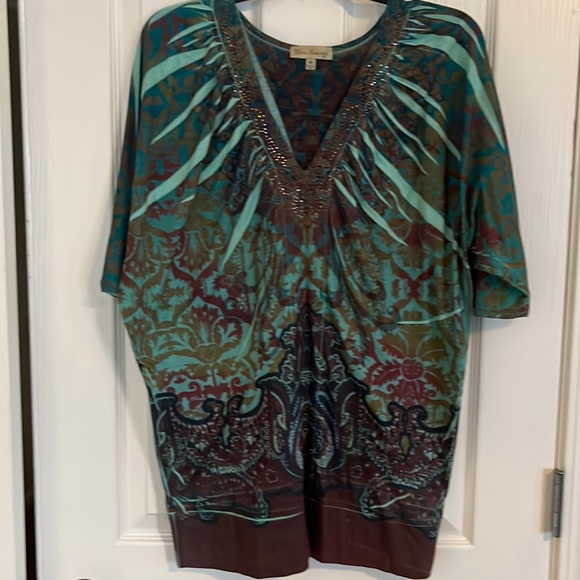 Boutique Bleu Lounge Embellished Boho Tunic - Picture 1 of 5
